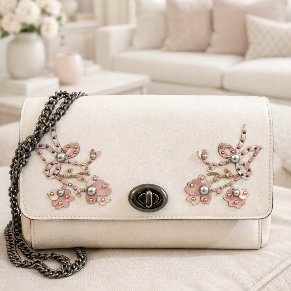 SOLD SOLD SOLD Coach Marlow Turnlock Floral Appliqué